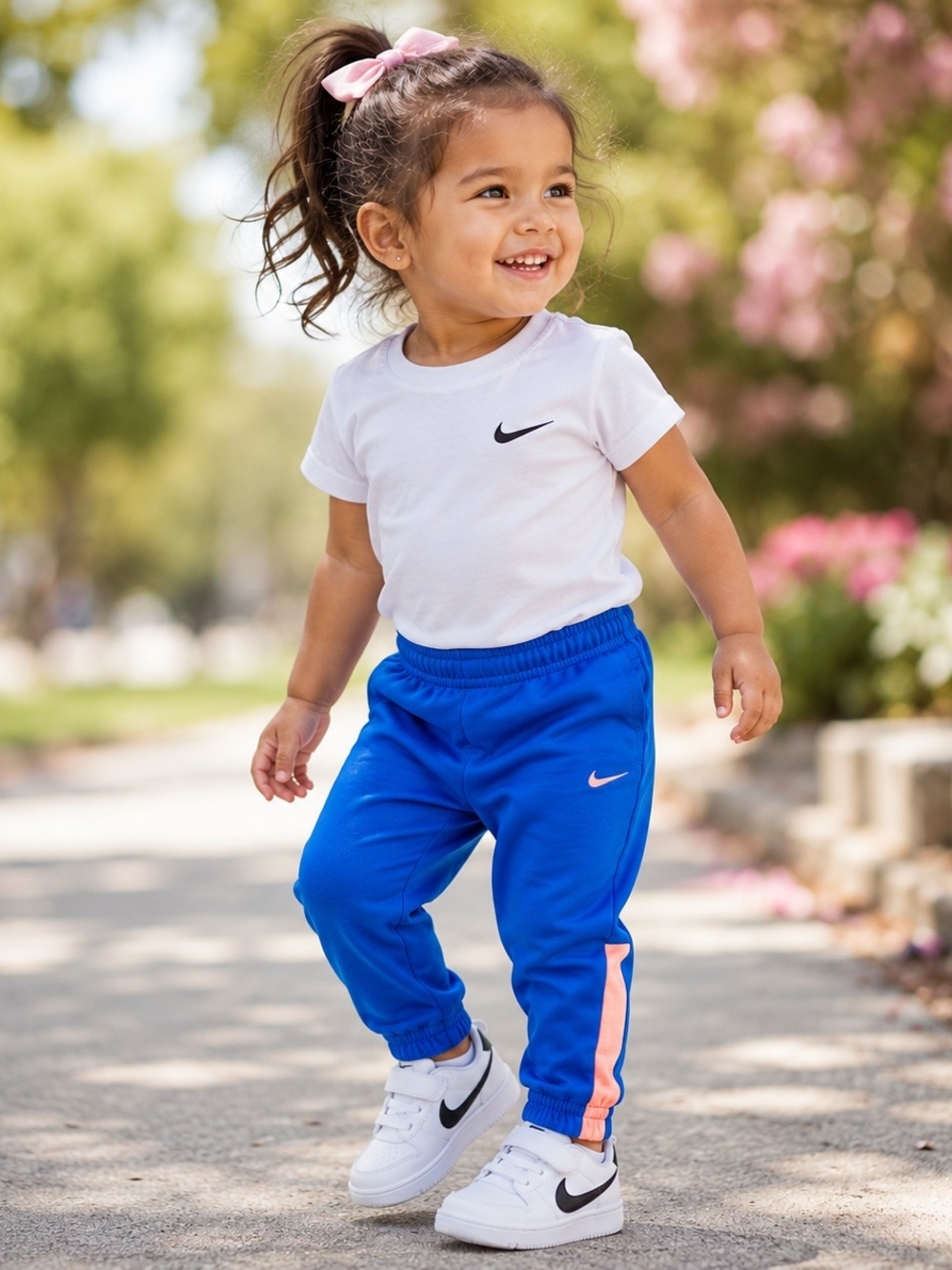 Nike Dri-FIT Girls Jogger Pants 2T Blue Pink Athletic Activewear Toddler #1315